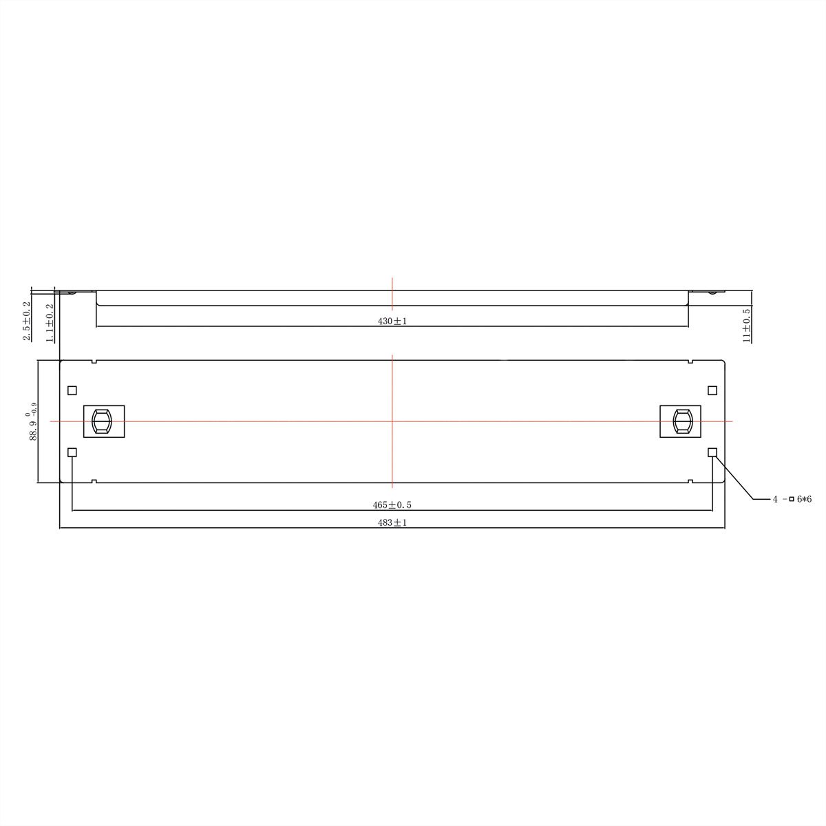 19" Blank Panel, Snap-in, 2U, Metal, black