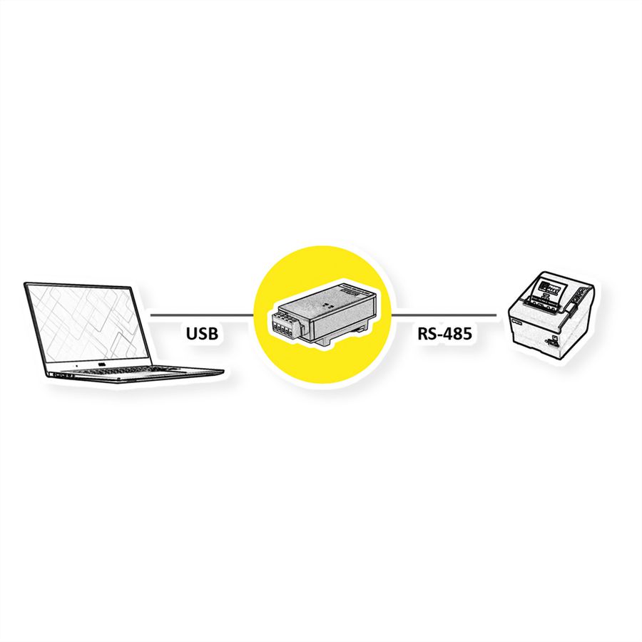 ROLINE USB 2.0 to RS422/485 Adapter, with Isolation, for DIN Rail