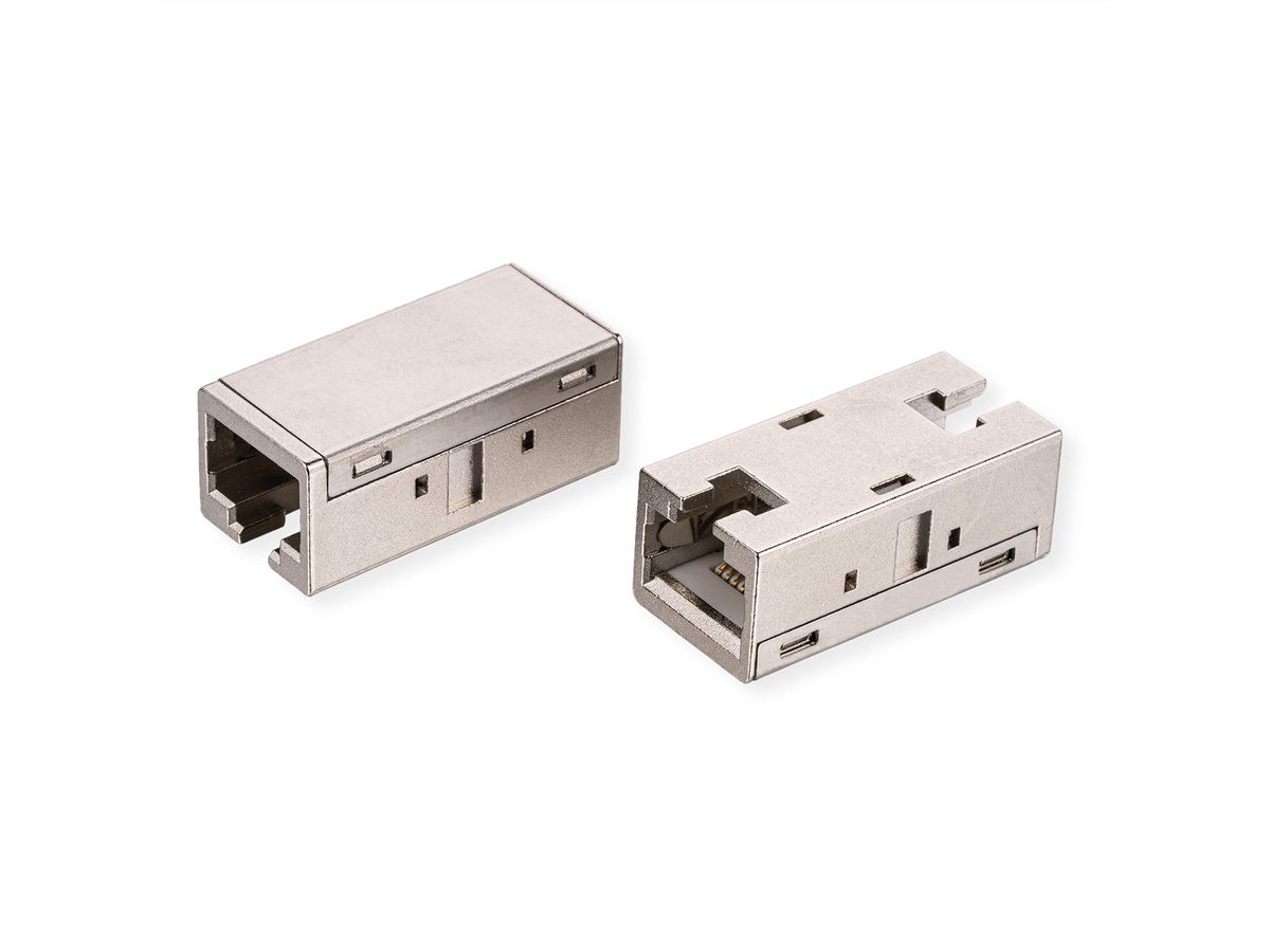 ROLINE RJ-45 Modular Coupler, Cat. 6A (Class EA), shielded, metal housing