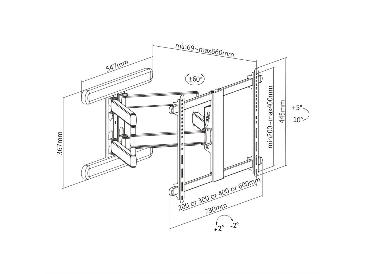 ROLINE PREMIUM Solid Wall Mount TV Holder, up to 203 cm (37" - 80")