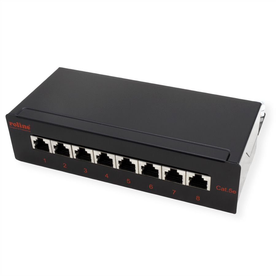 ROLINE Cat.5e (Class D) Wall Mount Patch Panel, 8 Ports, STP, black