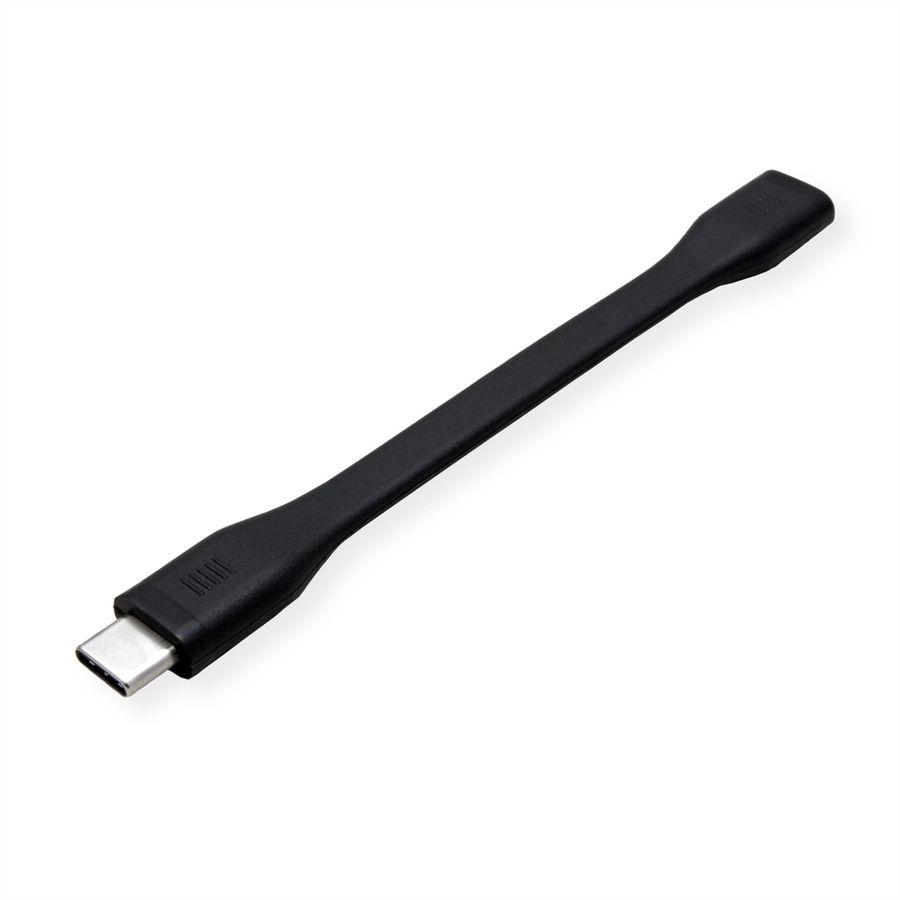 ROLINE USB4 Gen3x2 Cable, C-C, M/F, 8K UHD-2, 40Gbit/s, 100W, extra-flat, black, 11.5 cm