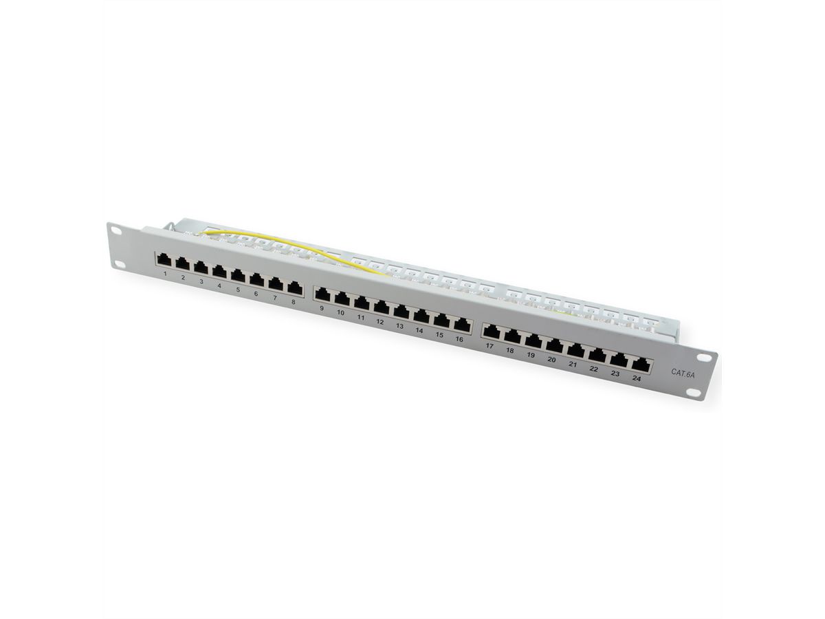 VALUE Cat.6A (Class EA) 19" Patch Panel, 24 Ports, shielded, grey