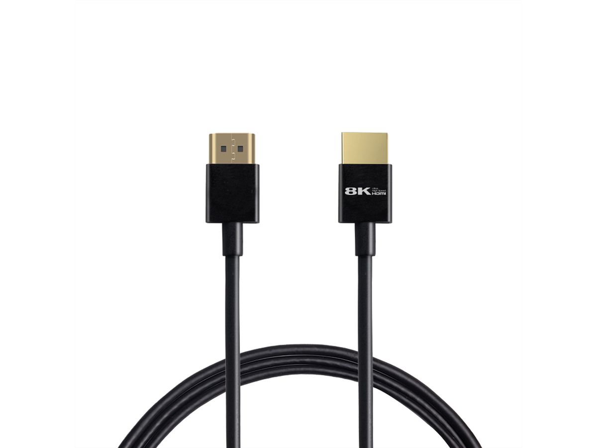 ROLINE HDMI 8K (7680 x 4320) Ultra HD Cable + Ethernet, Slim, Flexible and Lightweight, M/M, black, 2 m