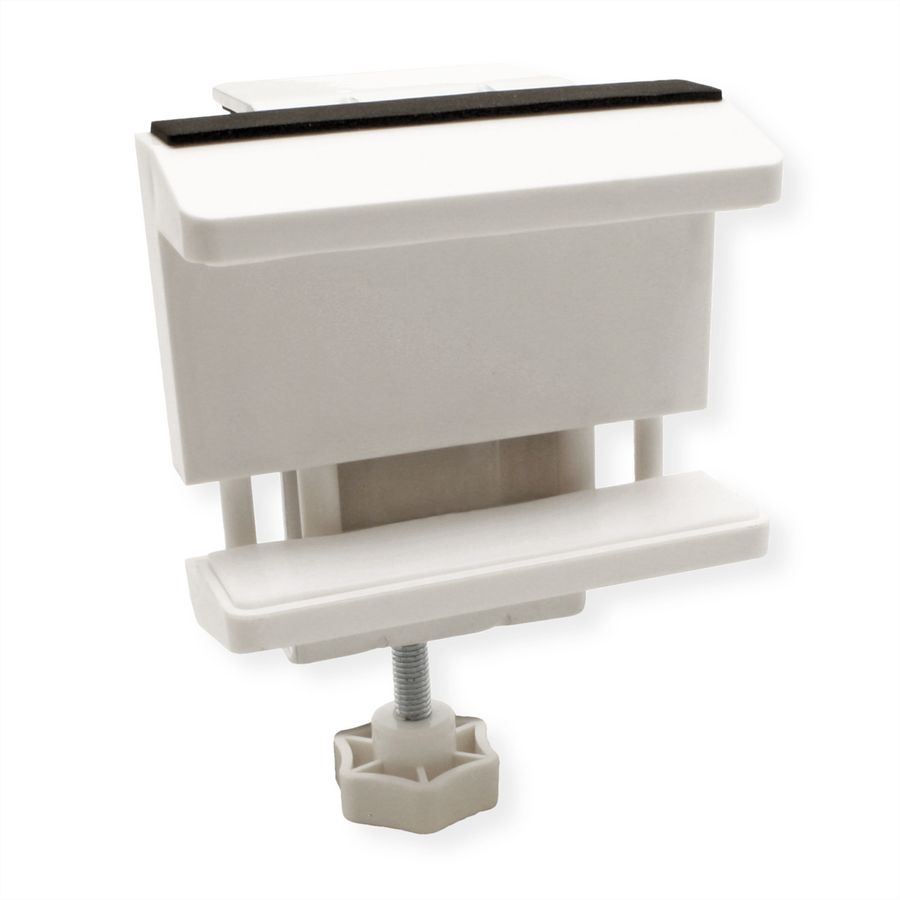 VALUE Clamp-On Power Strip Holder, Desk Leg Mount, white