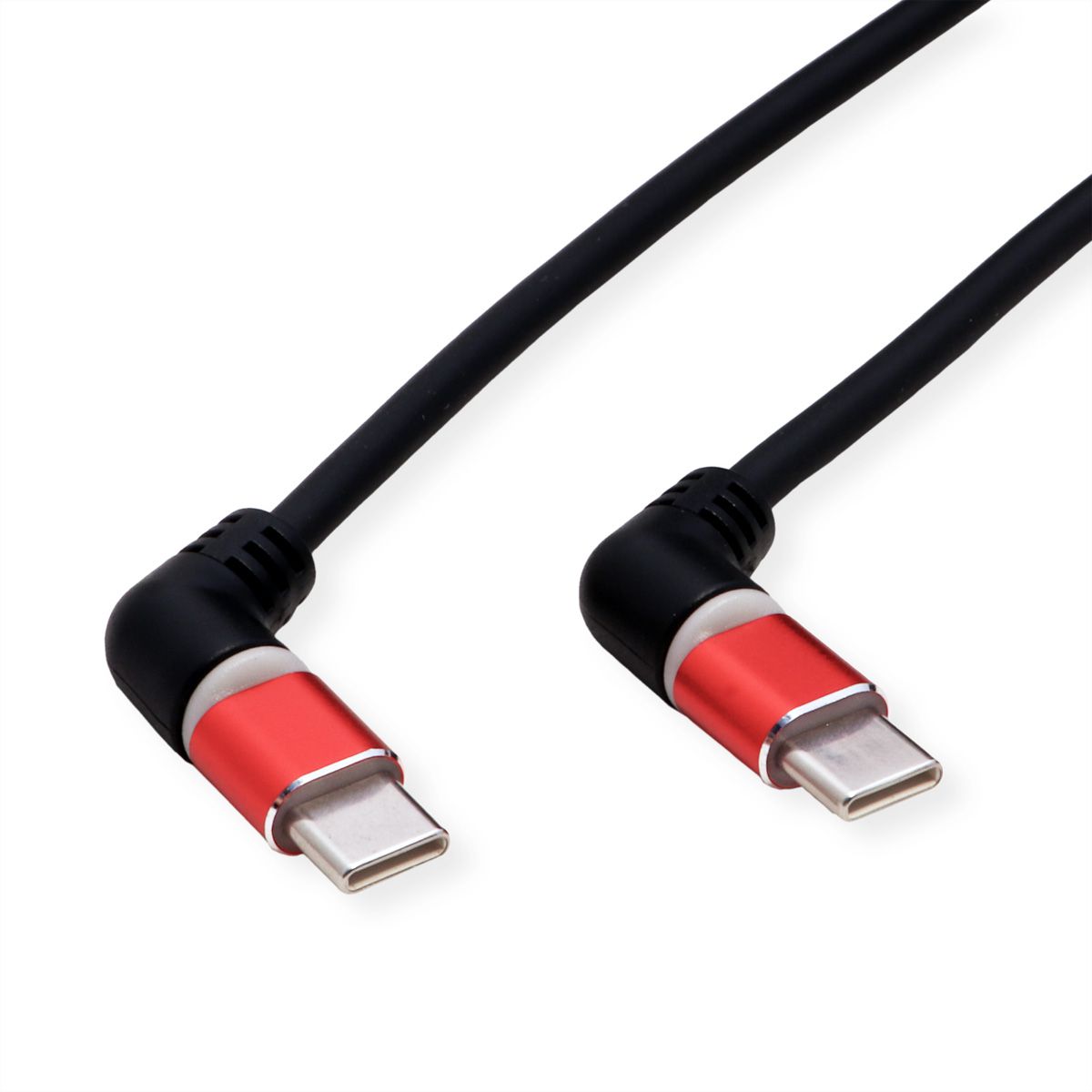 ROLINE 360° Rotation USB 2.0 Cable, C - C, M/M, 60W, Red Black, 1 m
