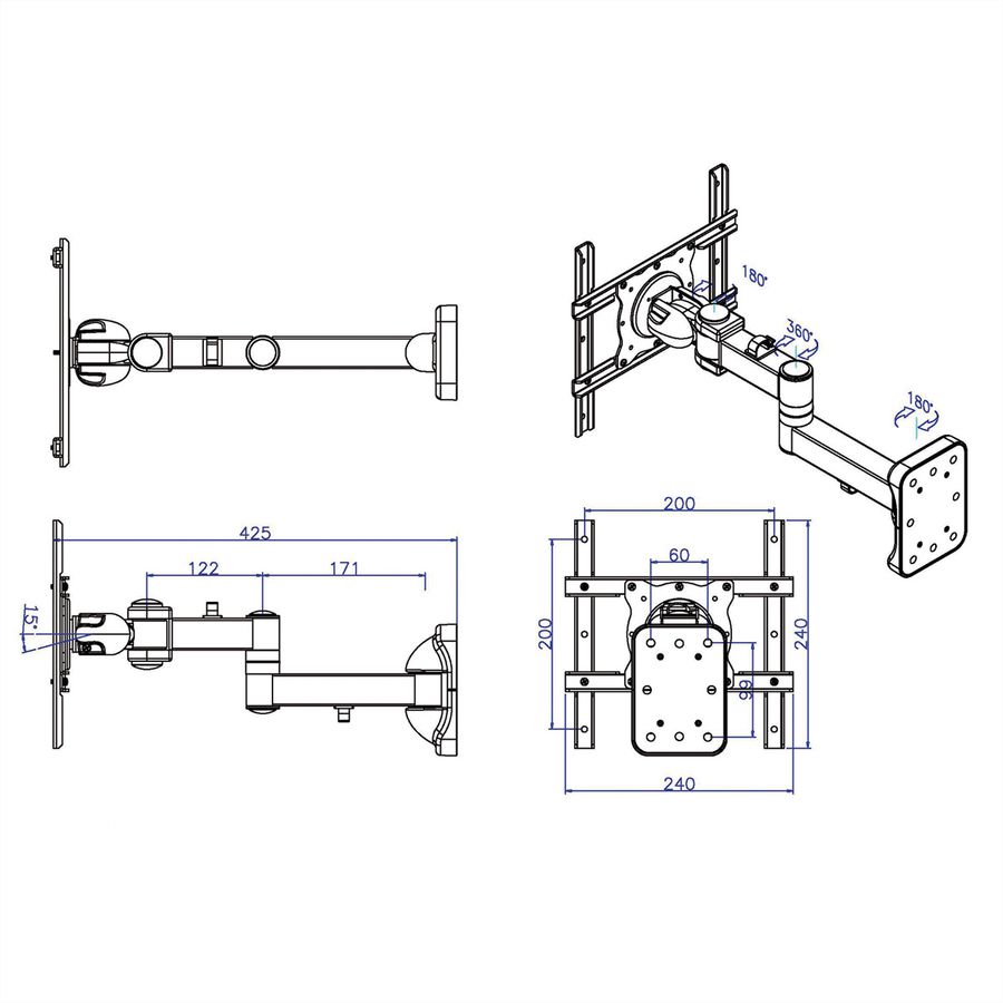 ROLINE LCD/TV Wall Mount, 5 Joints