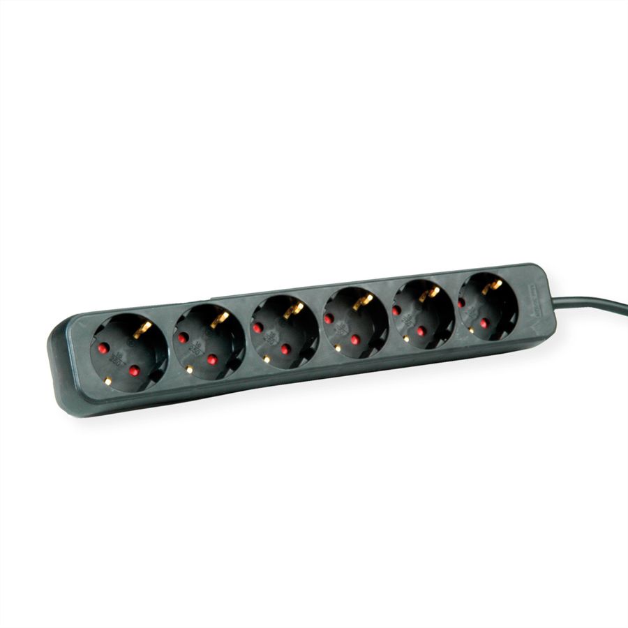 ROLINE Power Strip, 6-way, black, 1.5 m