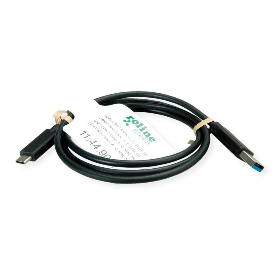 ROLINE GREEN USB 3.2 Gen 1 Cable, A-C, M/M, black, 2 m