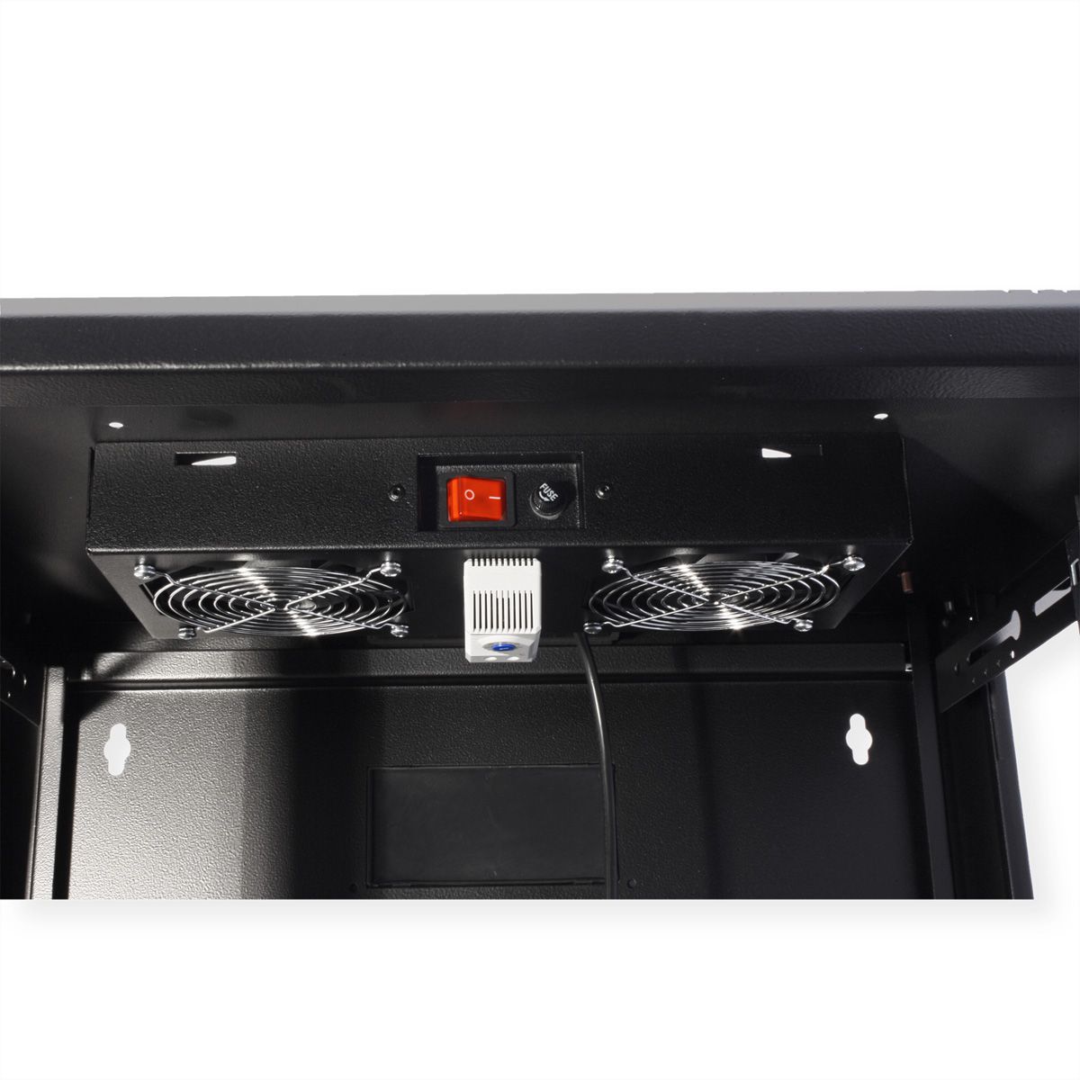 ROLINE Fan unit 2 fans, thermostat, for 19-inch wall housing black