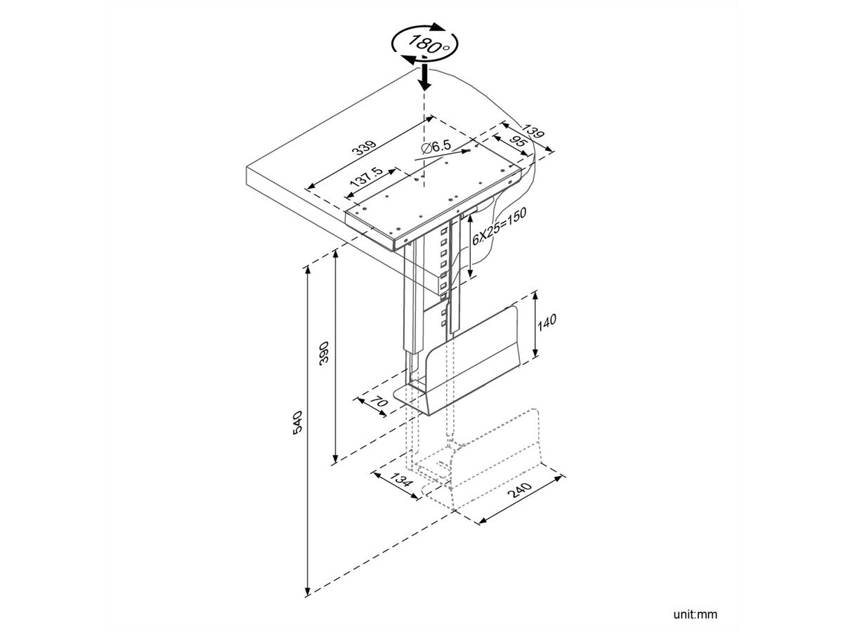 ROLINE PC Holder, extendable, with rotation function