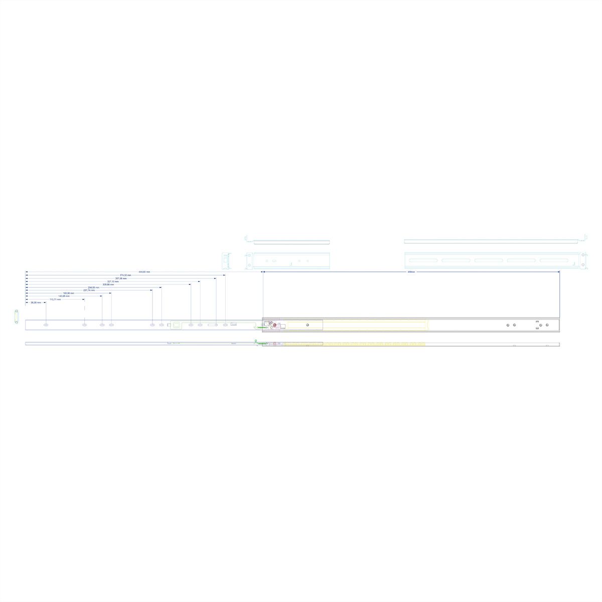 Telescopic rails for Industrial Rack-Mount Server Chassis, 19.99.0103