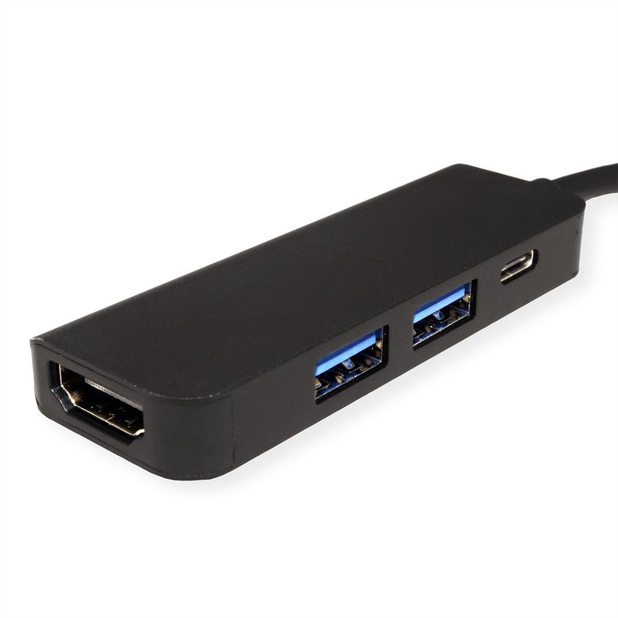 VALUE USB-C - HDMI Adapter, M/F, 2x USB 3.2 Gen 1 A F, 1x Type C (Power Delivery)