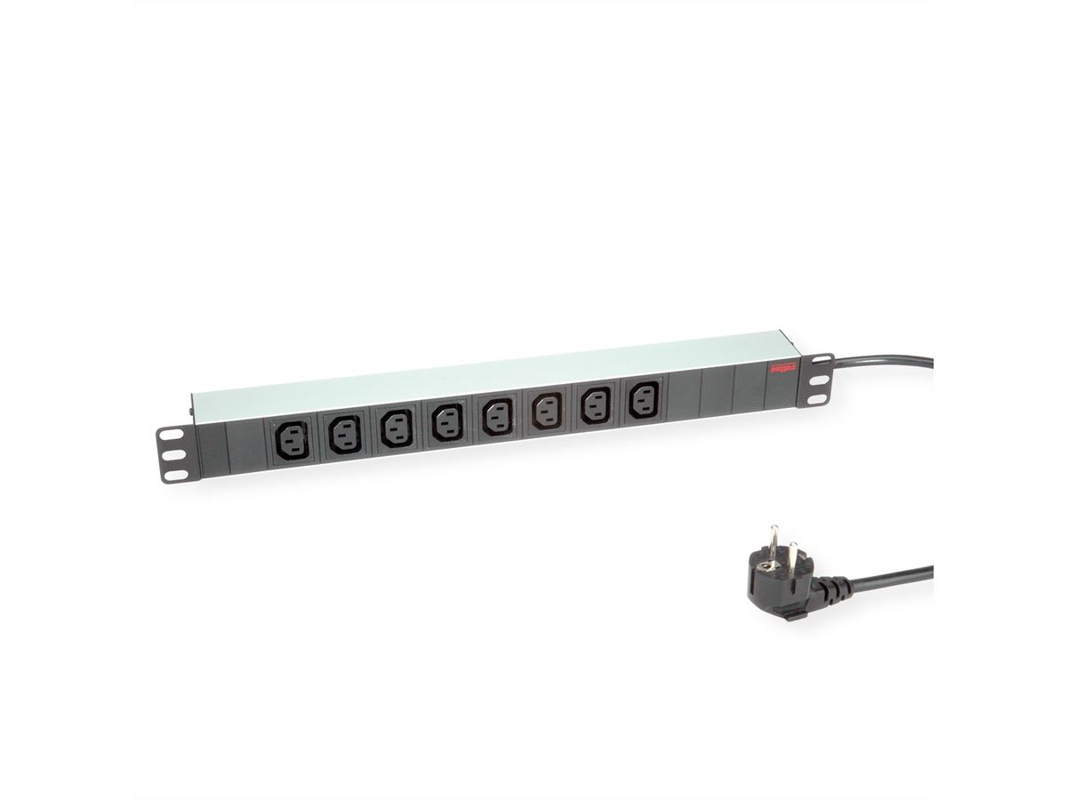 ROLINE 19" PDU for Cabinets 8x 3600W, IEC320 C13 - German Type M, Aluminium, 2 m