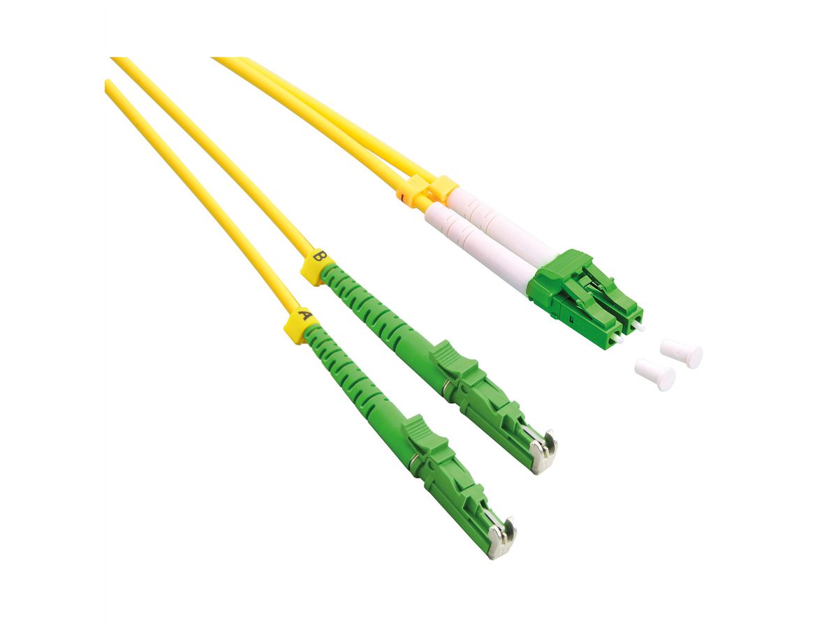 ROLINE FO Jumper Cable Duplex, 9/125µm, OS2, LSH/LC, APC Polish, LSOH, yellow, 0.5 m