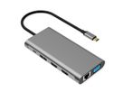 VALUE Dockingstation Type C, 2x 4k HDMI, DP, VGA, Gigabit Ethernet, 2x USB-C, 2x USB-A, PD