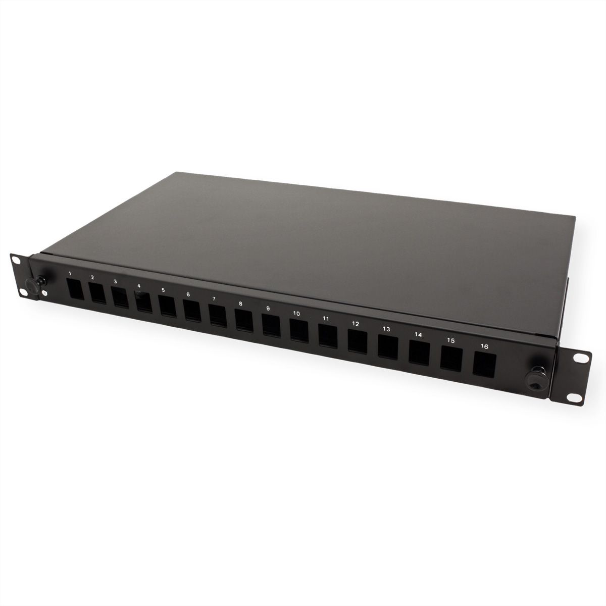 ROLINE 19" 1U Fiber Optic Patch Panel, for 16 Keystones, black