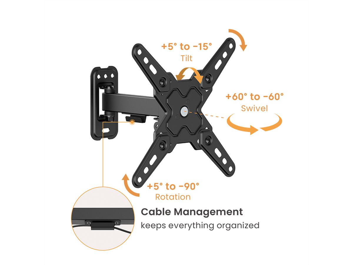 VALUE TV Monitor Arm, Wall Mount, < 109cm, < 20kg, 2 joints