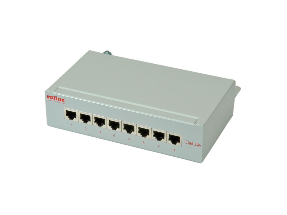 ROLINE Cat.5e (Class D) Wall Mount Patch Panel, 8 Ports, STP, grey