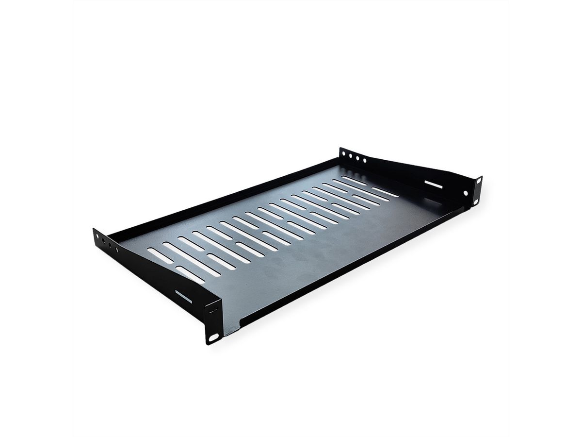 VALUE 19"-Fixed Shelf, 440 x 250mm, max. 10kg, 1U, U-Shape, black