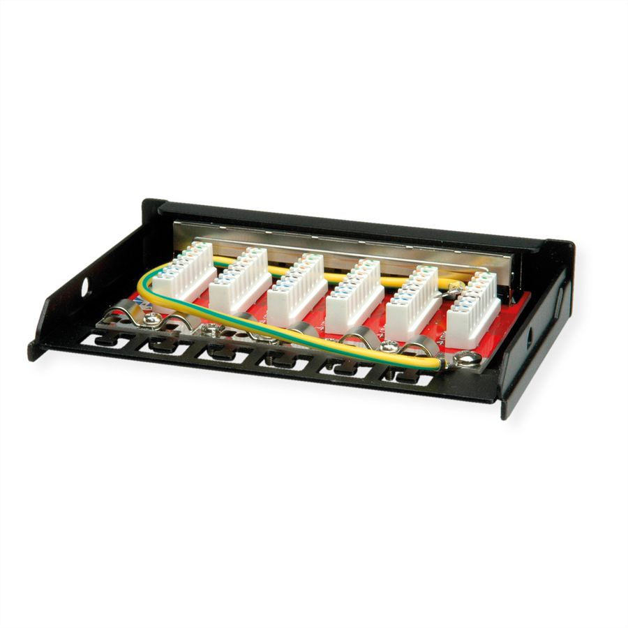 ROLINE Mini Patchpanel, Cat.6A/Cl.EA, 0.5U, 6x RJ45 ports, shielded, black