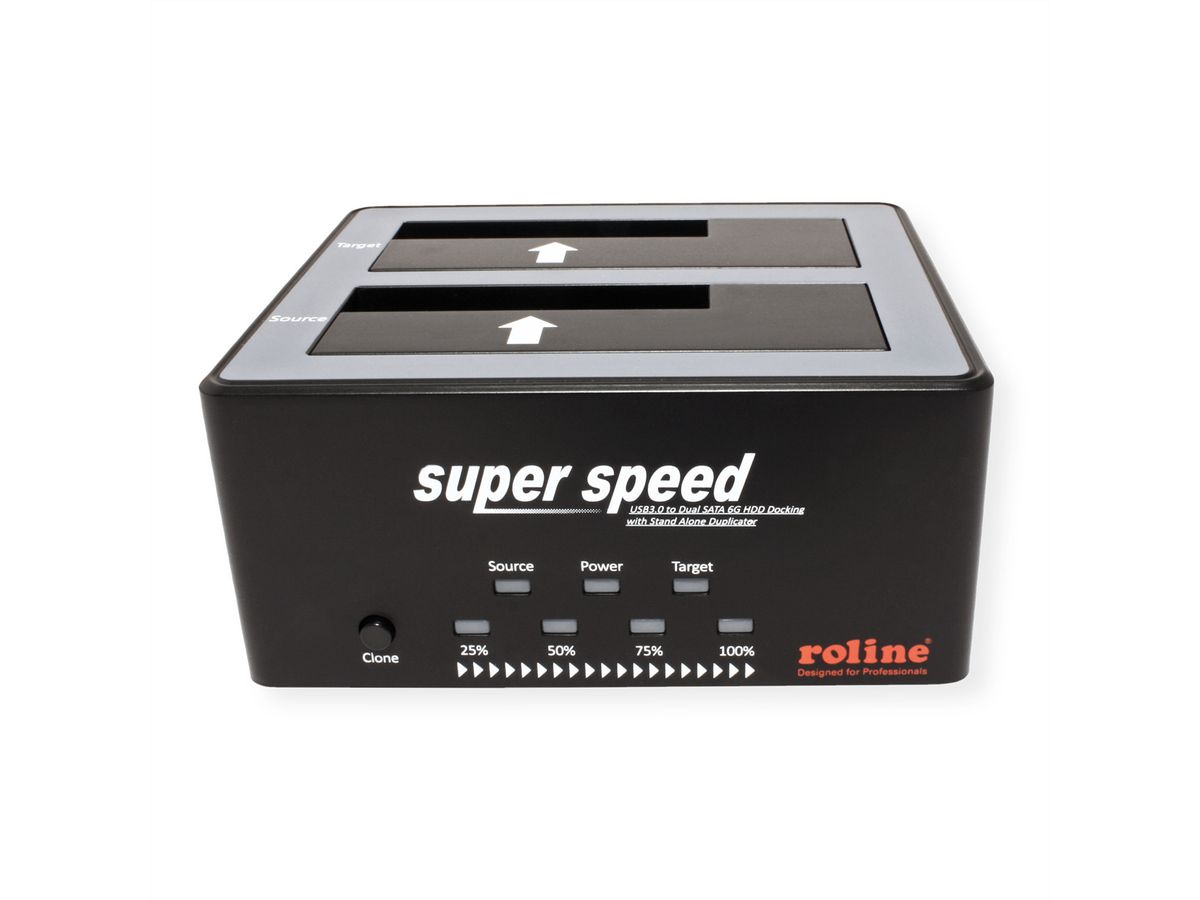 ROLINE 2.5" / 3.5" SATA HDD/SSD Docking Station, USB 3.2 Gen 1, HDD Clone-Function