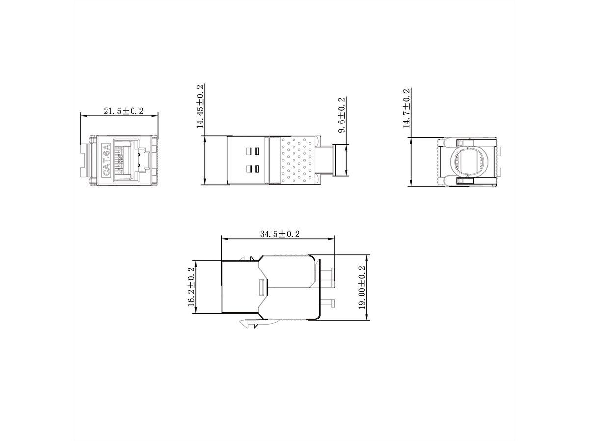 VALUE Keystone Jack, Cat.6A (Class EA), RJ-45, STP, tool-free, SLIM