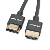 ROLINE HDMI 8K (7680 x 4320) Ultra HD Cable + Ethernet, Slim, Flexible and Lightweight, M/M, black, 1 m