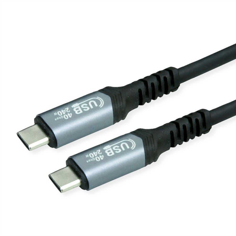 VALUE Cable USB4 Gen3x2, with Emark, C–C, M/M, 8K UHD-2, 40Gbit/s, 240W, black, 0.5 m