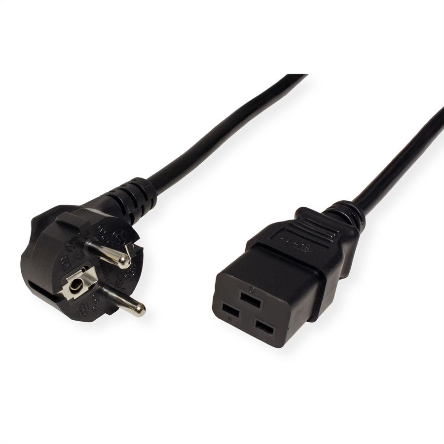 ROLINE Power Cord 3P German Connector, IEC320 - C19 16A, black, 2 m