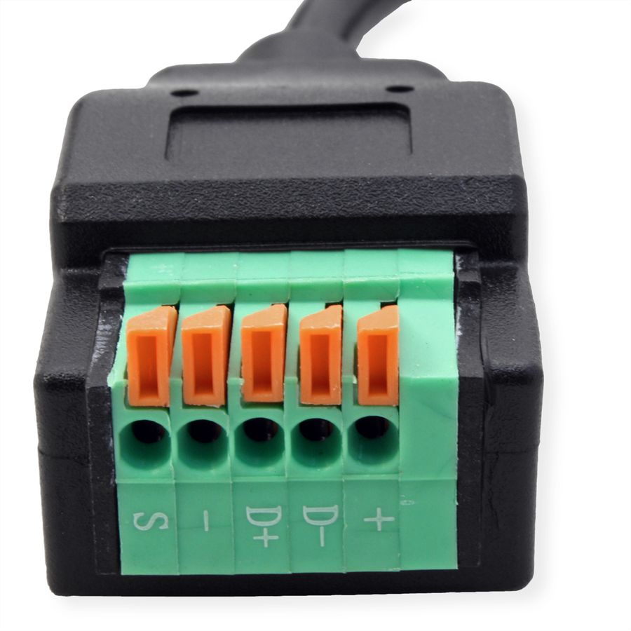 ROLINE Cable Adapter, USB-C Plug to Terminal Block 5 Pin (push button), 15 cm