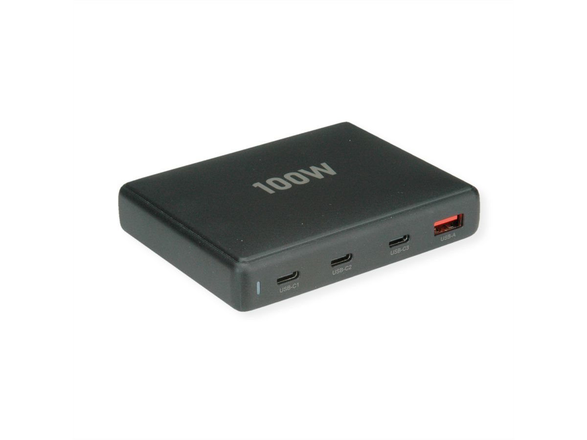 VALUE USB GaN Charger, 4 Ports, (3x USB-C, 1x USB-A), max. 100W
