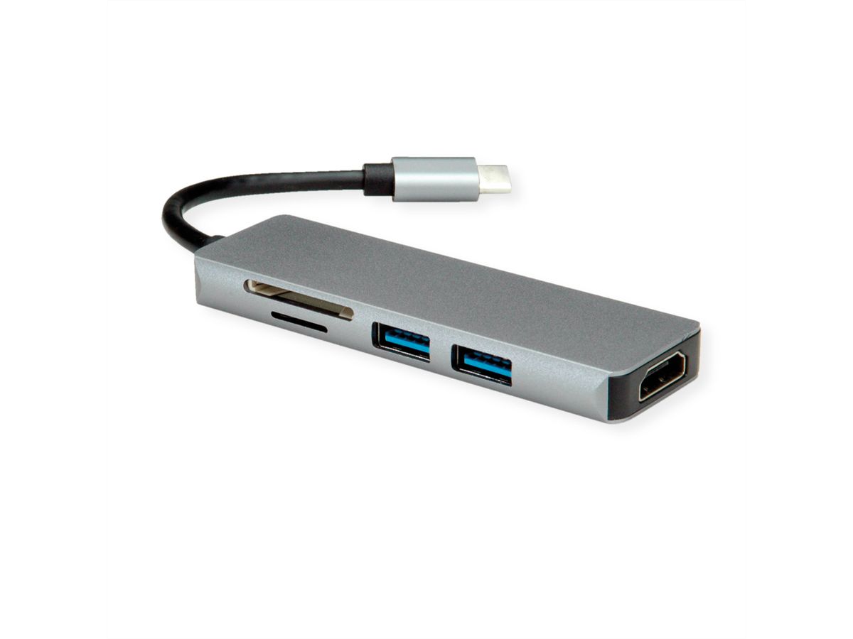 ROLINE USB Type C Docking Station, HDMI 4K30, 2x A USB 3.2 Gen 1, SD/MicroSD Card Reader