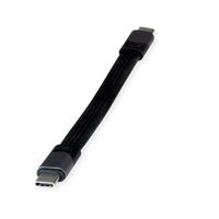ROLINE USB4 Gen3x2 Cable, PD, C-C, M/M, 8K UHD-2, 40Gbit/s, 100W, extra-flat, black, 15 cm