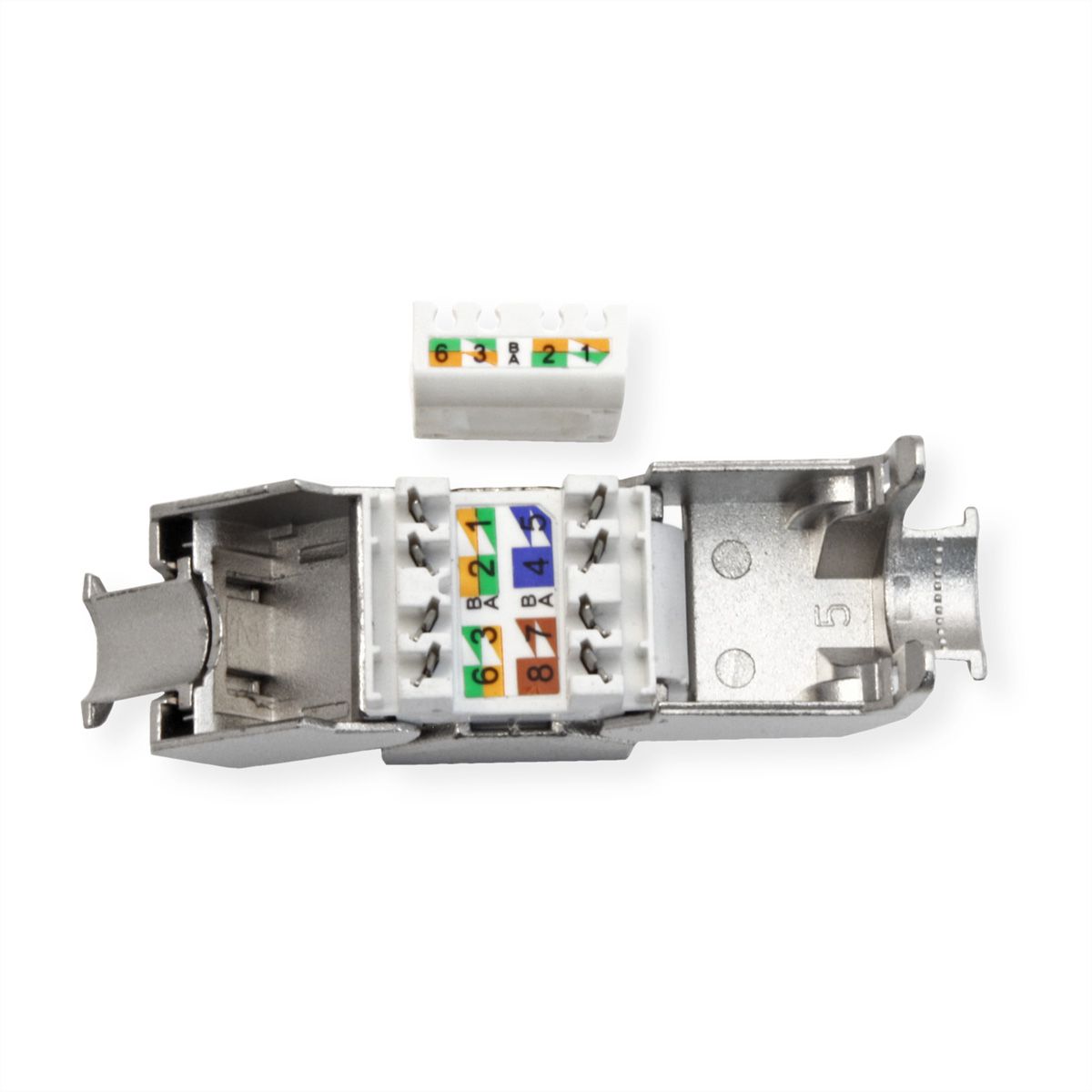 VALUE Keystone Jack, Cat.8 (Class I), RJ-45, STP, Tool-Free, silver