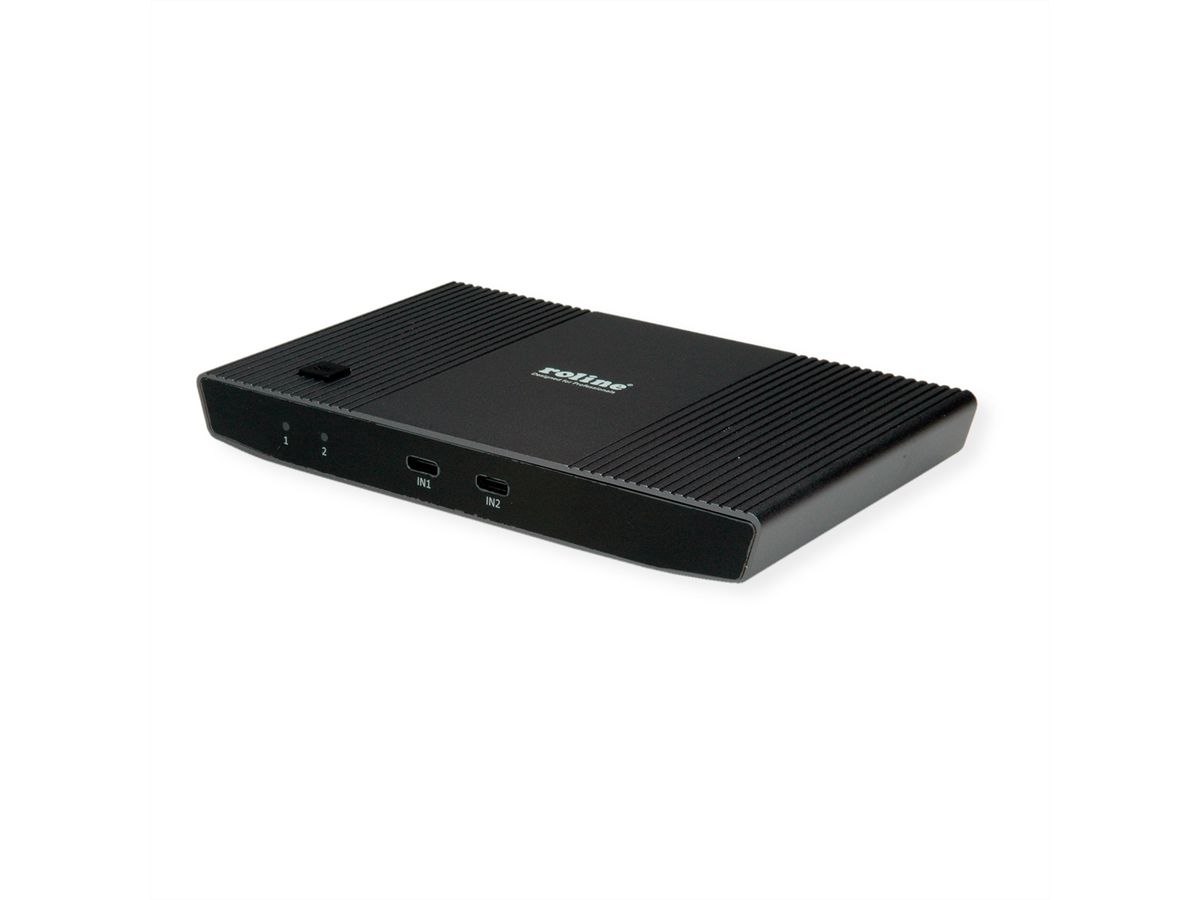 ROLINE KVM Switch, with USB Hub, HDMI 4K@60Hz, 2x USB A + 1x USB C