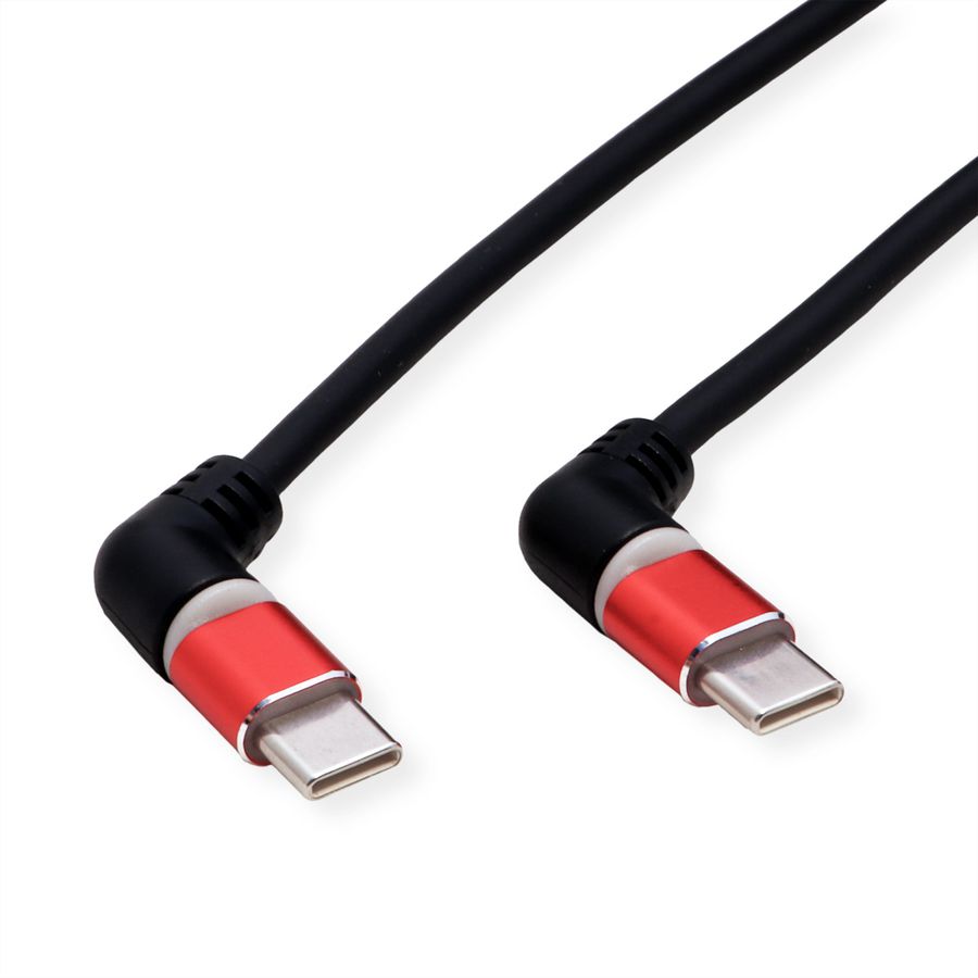 ROLINE 360° Rotation USB 2.0 Cable, C - C, M/M, 60W, Red Black, 1 m