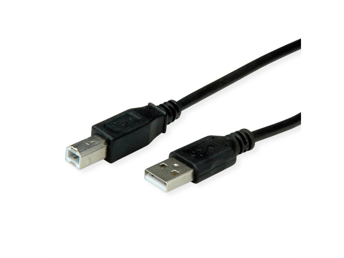 ROLINE RM USB 2.0 Cable, A - B, M/M, black, 0.8 m