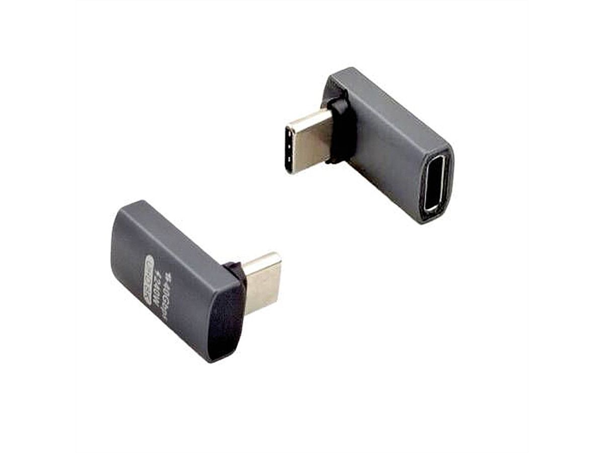 ROLINE Adapter, USB4 Gen 3x2, Aluminum, 90° wide, Type C, M/F, silver