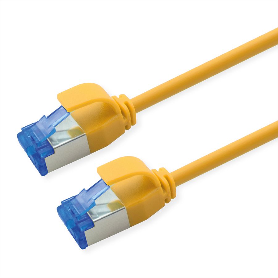 ROLINE S/FTP Patch Cord Cat.6A / Class EA, LSOH, Slim, PoE, yellow, 0.3 m