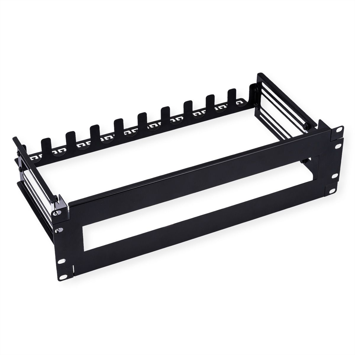 VALUE 19" Support Frame for DIN Rail-Mounted Devices, 3U, with Cable Management, black