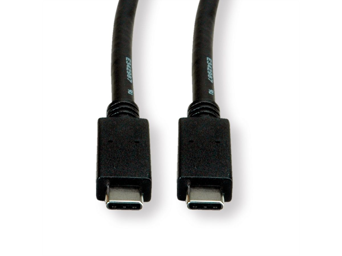 ROLINE GREEN USB 3.2 Gen 2 Cable, PD (Power Delivery) 20V5A, with Emark, C-C, M/M, black, 0.5 m