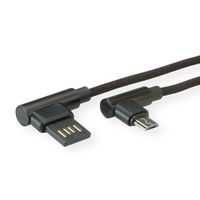 ROLINE USB 2.0 Cable, A reversible - Micro B (90° angled), M/M, black, 0.8 m