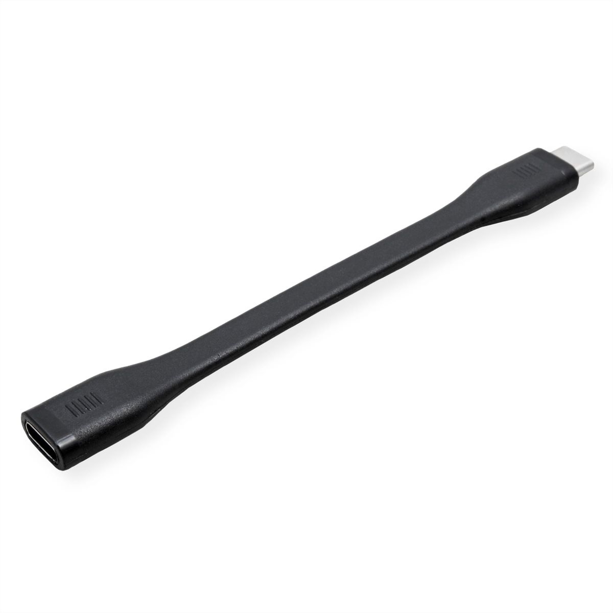 ROLINE USB4 Gen3x2 Cable, C-C, M/F, 8K UHD-2, 40Gbit/s, 100W, extra-flat, black, 11.5 cm