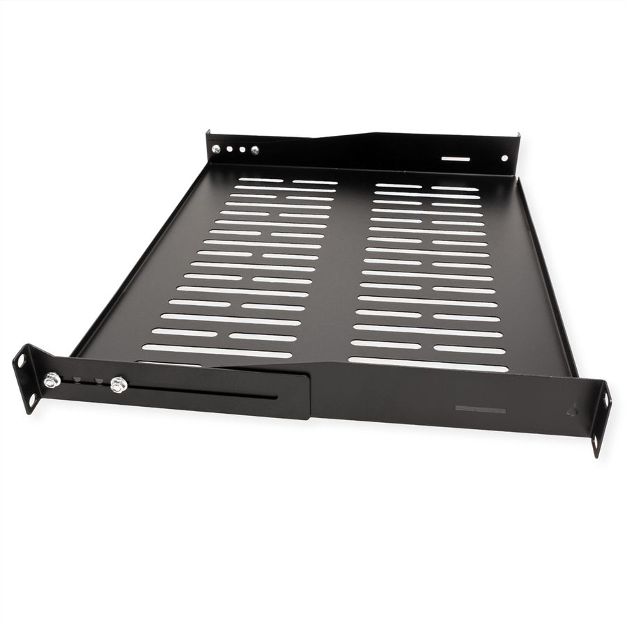 VALUE 19"-Fixed Shelf, 440 x 350mm, max. 25kg, 1U, U-Shape, black