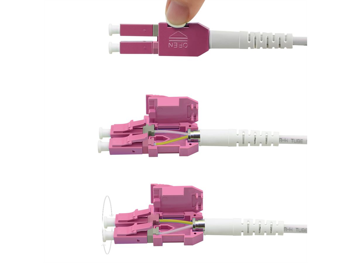 ROLINE Fibre Optic Jumper Cable, Duplex, 50/125µm, OM4, LC/LC, UNIBOOT, violet, 3 m