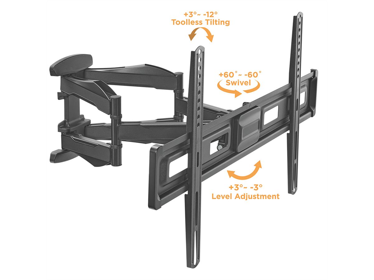 VALUE Solid Articulating Wall Mount TV Holder, up to 177.8cm (37" - 70"), < 45 kg