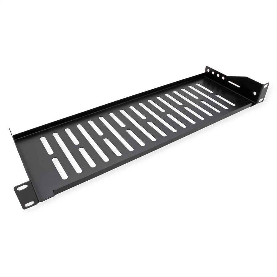 VALUE 19"-Fixed Shelf, 440 x 150mm, max. 10kg, 1U, U-Shape, black