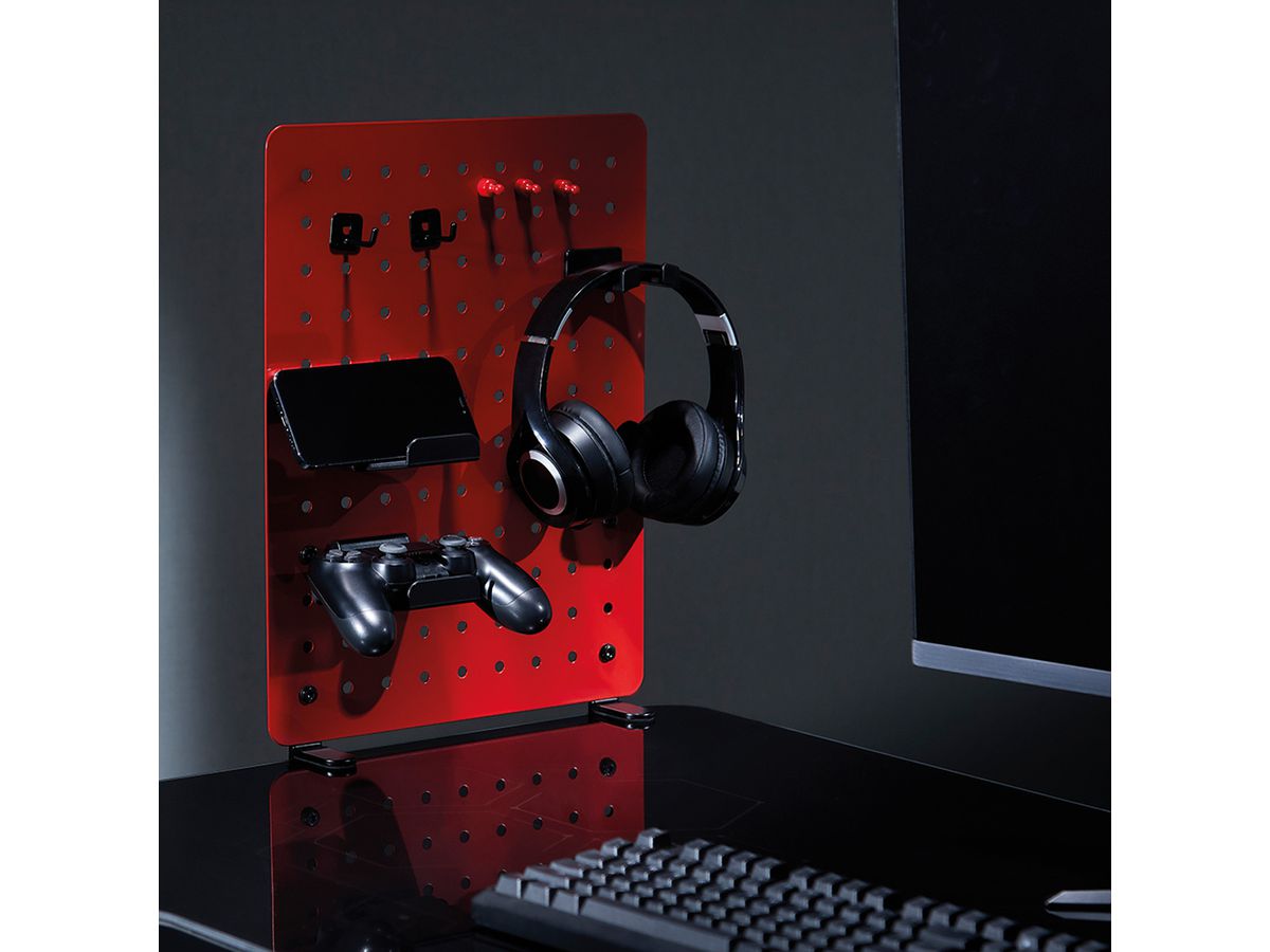 VALUE Gaming-/Office Clamp Mount Pegboard, red