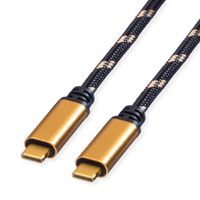 ROLINE GOLD Cable USB4 Gen3x2, with Emark, C–C, M/M, 8K UHD-2, 40Gbit/s, 100W, black / gold, 1 m